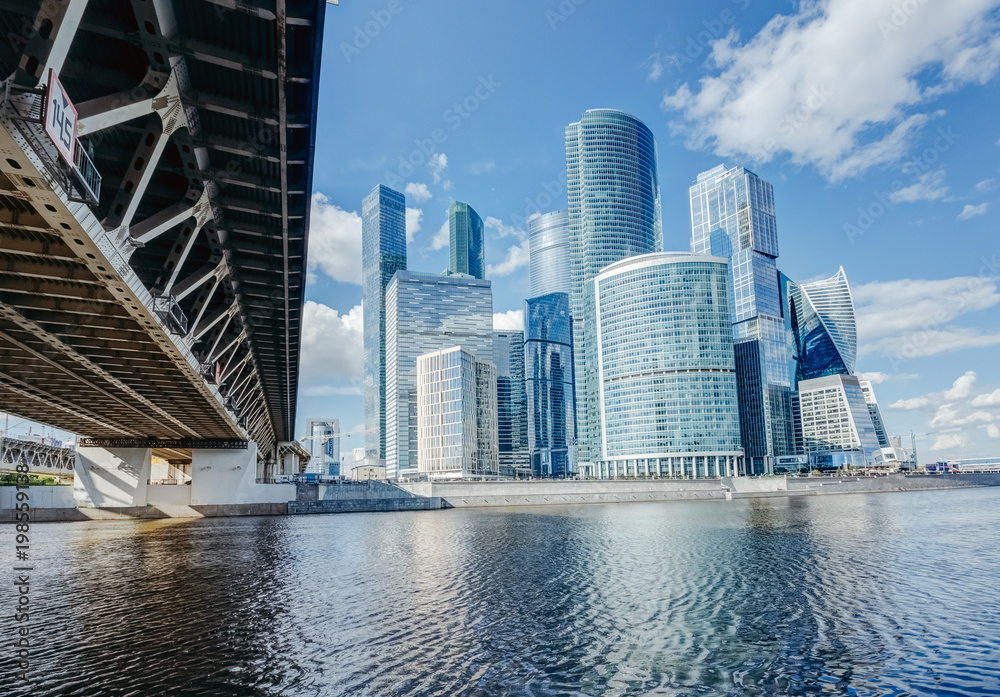 Moscow city view with a bridge