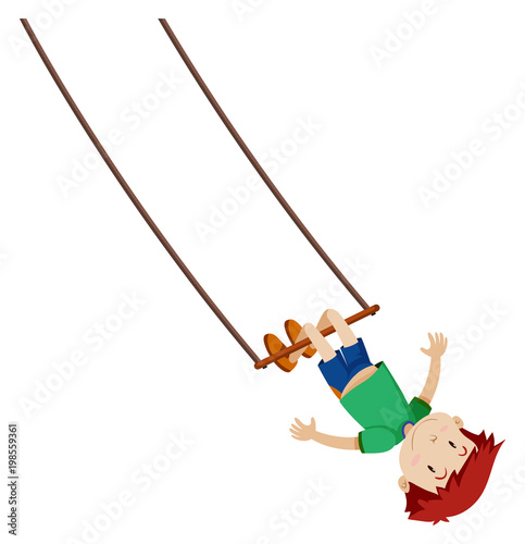 Boy playing handswing on white background