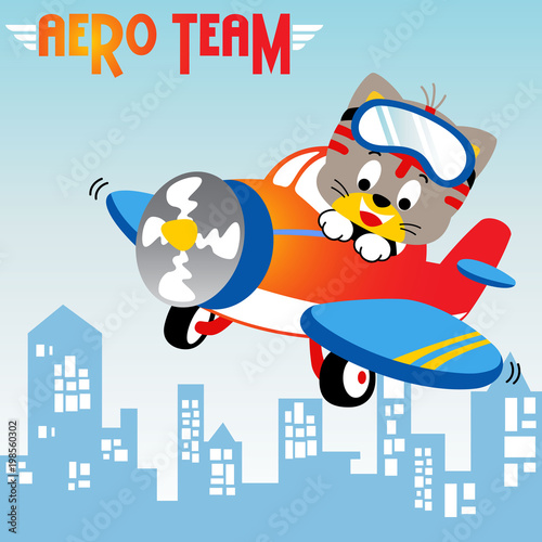 funny pilot cartoon on plane. Eps 10