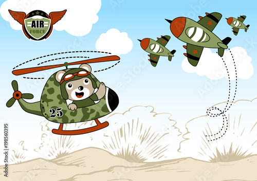 Plakat Airforce kreskówka z cute pilota helikoptera. EPS 10