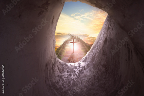 Slika na platnu Easter Sunday concept:  Jesus Christ crucifixion cross