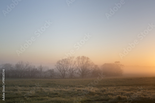 Foggy Fields at Sunrise, Australian Countryside © Judah