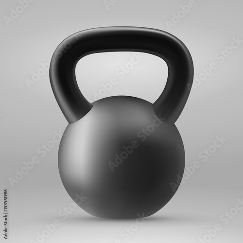 Realistic Black kettlebell.