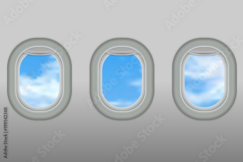 portholes of airplane