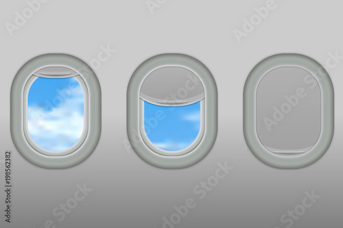 portholes of airplane