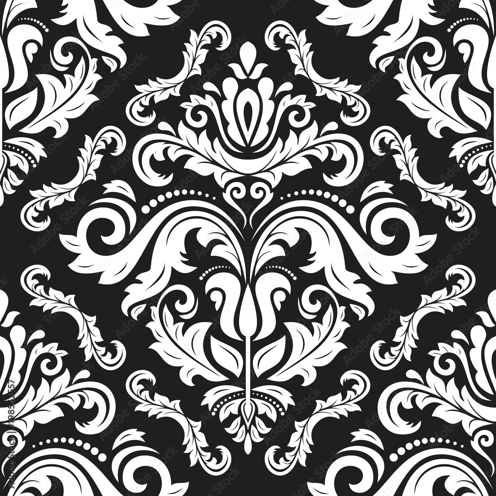 Classic seamless pattern. Traditional orient black and white ornament. Classic vintage background