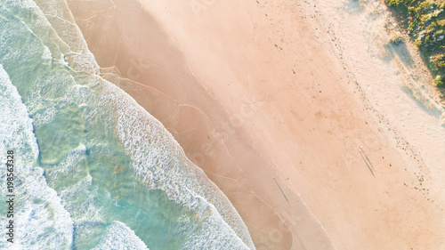 Aerial View of Waves and Beach Along Great Ocean Road Australia at Sunset