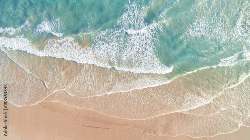 Aerial View of Waves and Beach Along Great Ocean Road Australia at Sunset