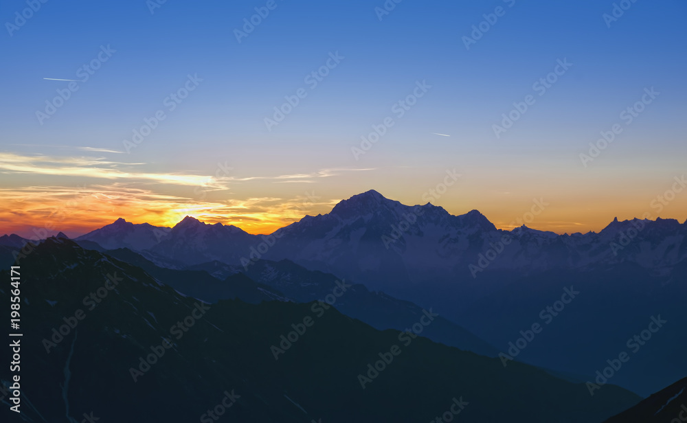 Mont Blanc summit the highest mountain peak in Europe