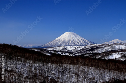 Landscape in winter in Hokkaido, Mount Yotei from Nakayama Pass