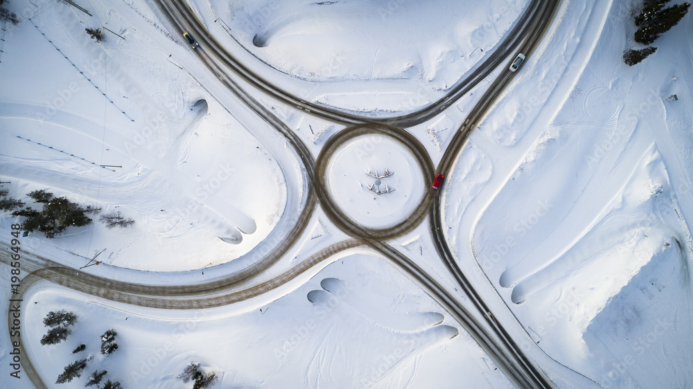 Aerial view of a winter road. Winter landscape countryside. Aerial photography of snow forest. Captured from above with a drone. Aerial photography Aerial view of a winter road. Winter landscape countryside. Aerial photography of snow forest. Captured from above with a drone. Aerial photography