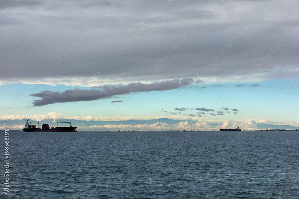 Cloudy sky over the harbor of Thessaloniki, Greece Cloudy sky over the harbor of Thessaloniki, Greece