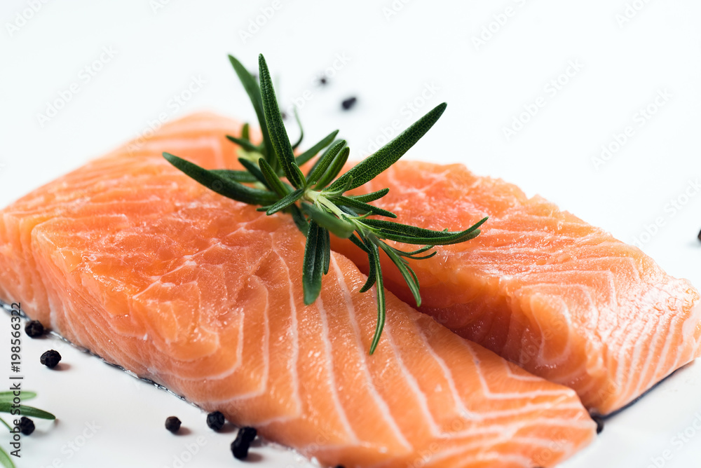 Fillet of salmon isolated on white background Fillet of salmon isolated on white background