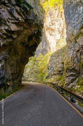 mountain narrow road through the gorge in the mountains of Italy.