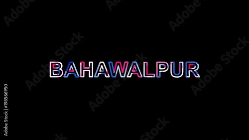 Letters are collected in city BAHAWALPUR, then scattered into strips. Alpha channel Premultiplied - Matted with color black photo