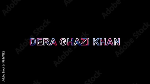 Letters are collected in city DERA GHAZI KHAN, then scattered into strips. Alpha channel Premultiplied - Matted with color black photo