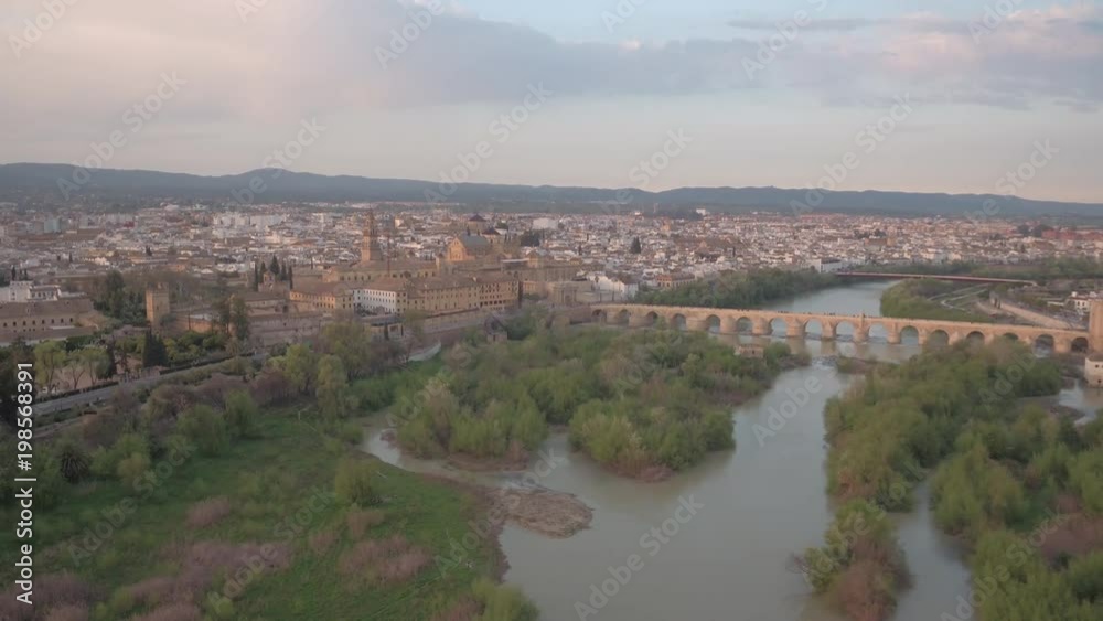 Aerial shot of Guadalquivir river and Cordoba Aerial shot of Guadalquivir river and Cordoba