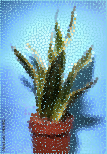Sansevieria, SNAKE PLANT, in dots vector illustration