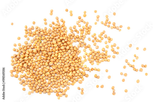 mustard seeds isolated on white background. top view