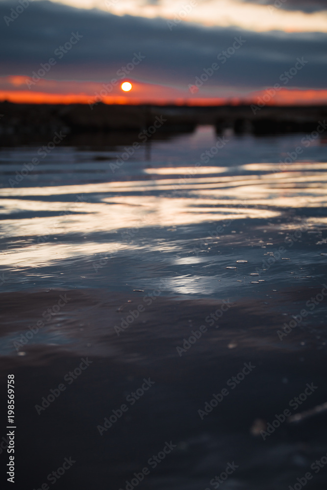 A beautiful sunset on the embankment of the city of Khabarovsk with beautiful textured images and a bloody sun A beautiful sunset on the embankment of the city of Khabarovsk with beautiful textured images and a bloody sun