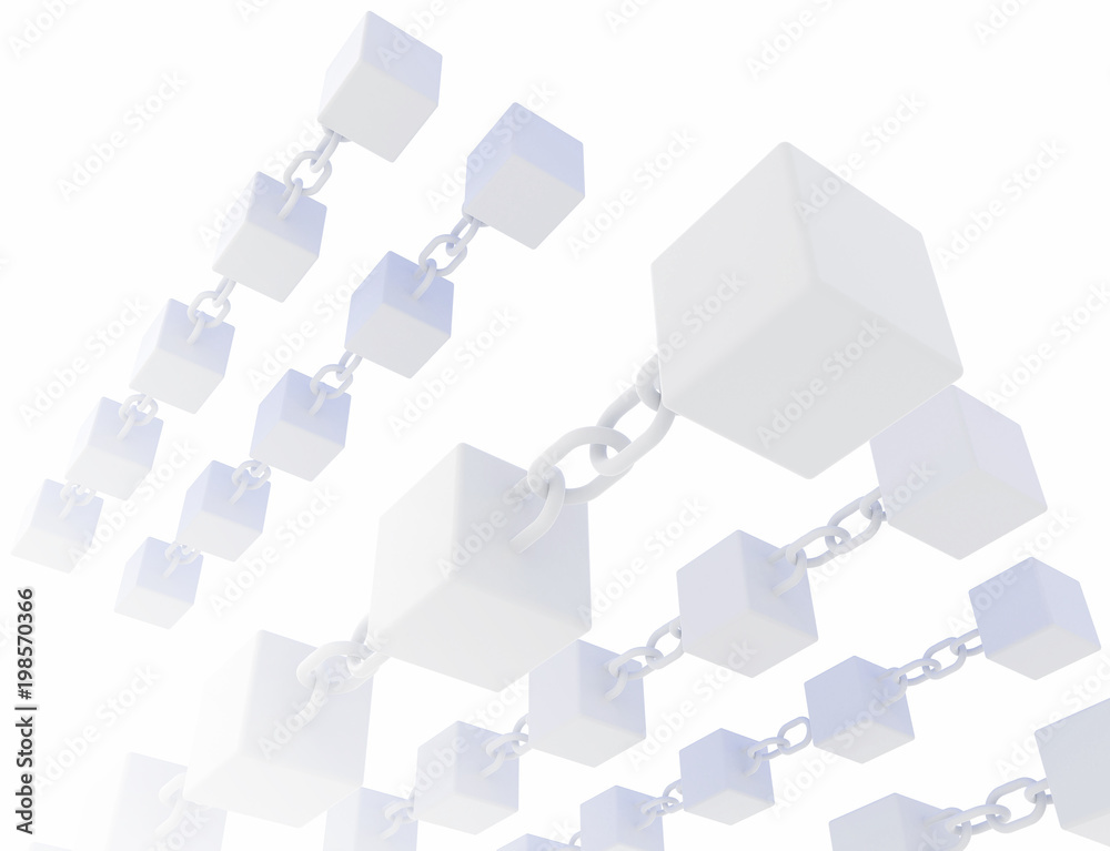 Obraz premium Block chain concept - digital code chain. 3d rendering 