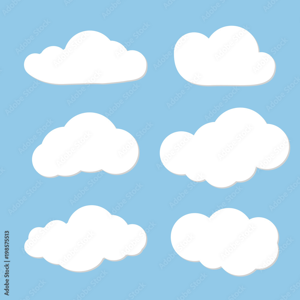 Cloud vector design. Can use as speech clouds for network. Cloud on blue sky background. Vector illustration