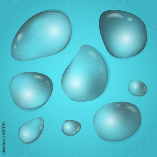 Realistic transparent water drops collection