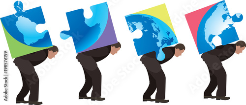 persone portano pezzo di terra forma puzzle