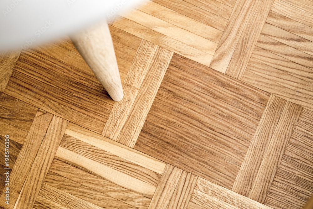 Newly oiled parquet floor