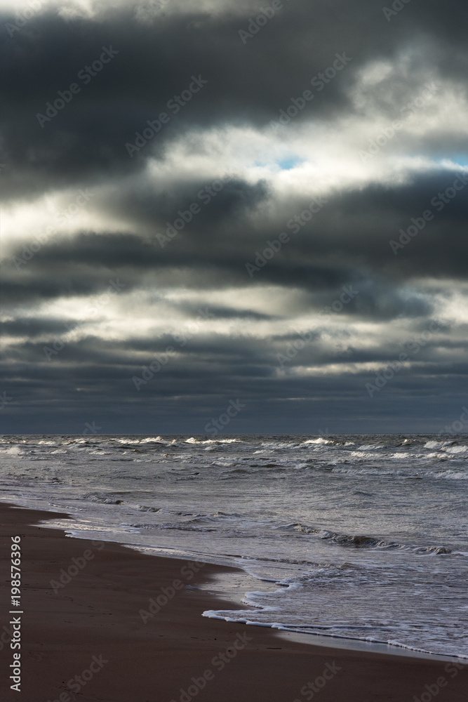 Stormy and cold Baltic sea.