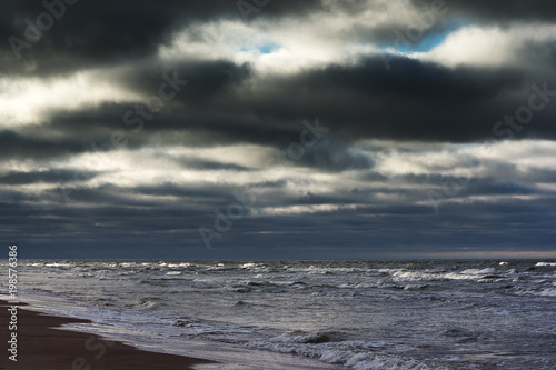 Stormy and cold Baltic sea.