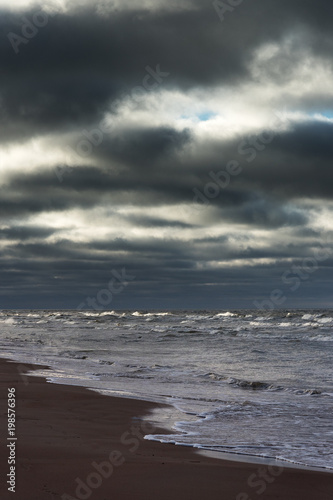 Stormy and cold Baltic sea.