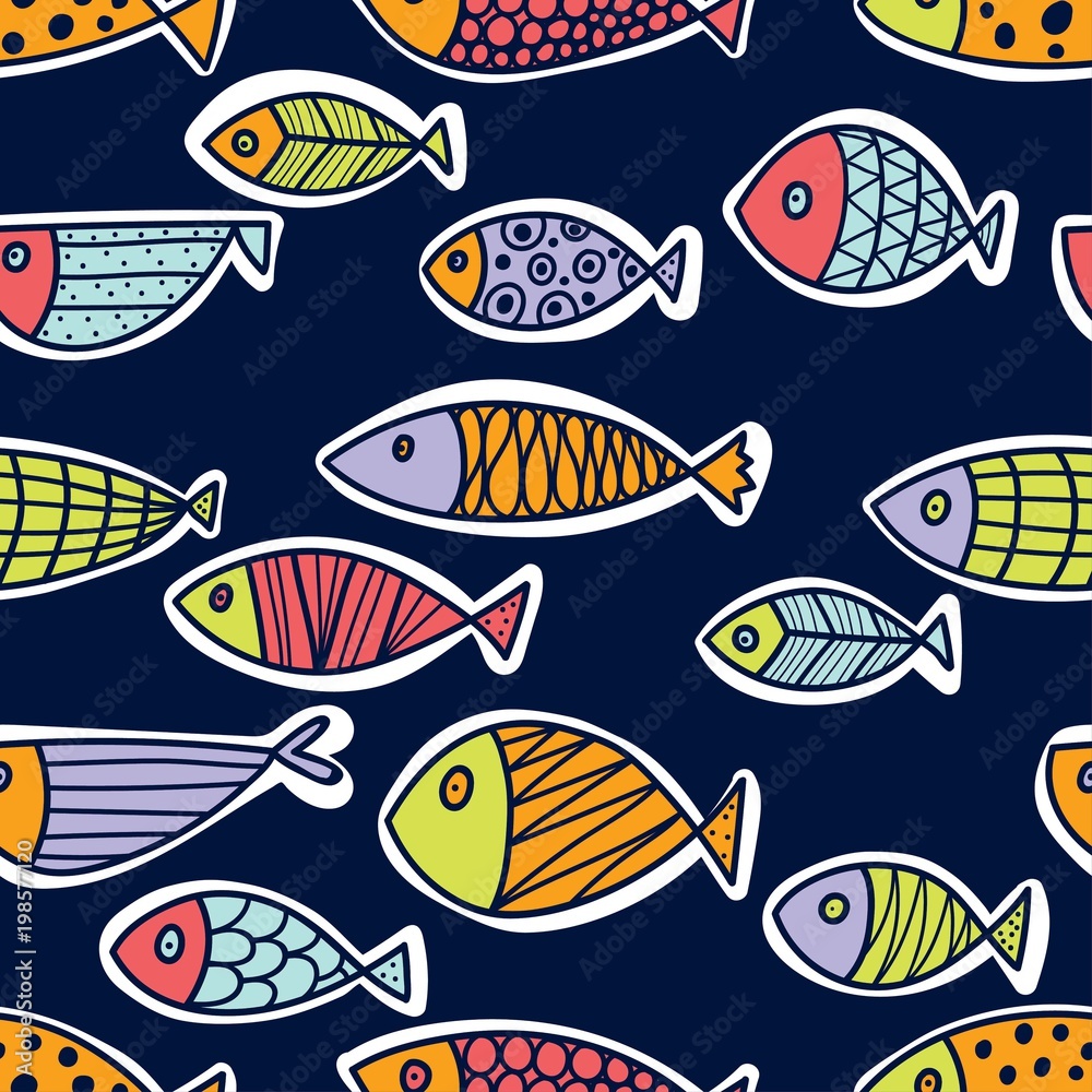 Cute seamless pattern with fish. Cute seamless pattern with fish.