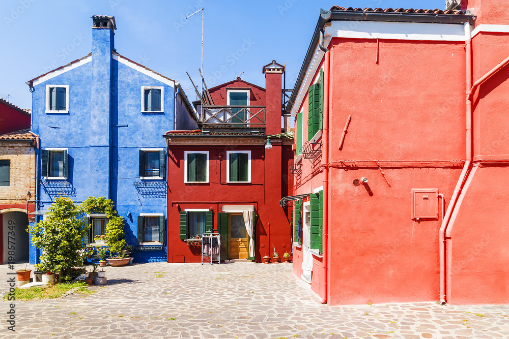 picturesque houses on the island of Burano, Venice