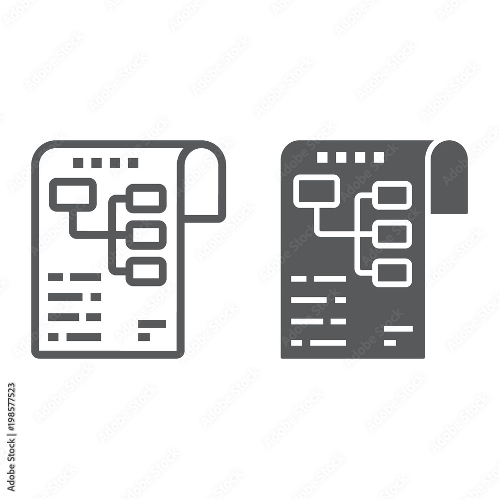 Planning line and glyph icon, development and business, business plan sign vector graphics, a linear pattern on a white background, eps 10. Planning line and glyph icon, development and business, business plan sign vector graphics, a linear pattern on a white background, eps 10.