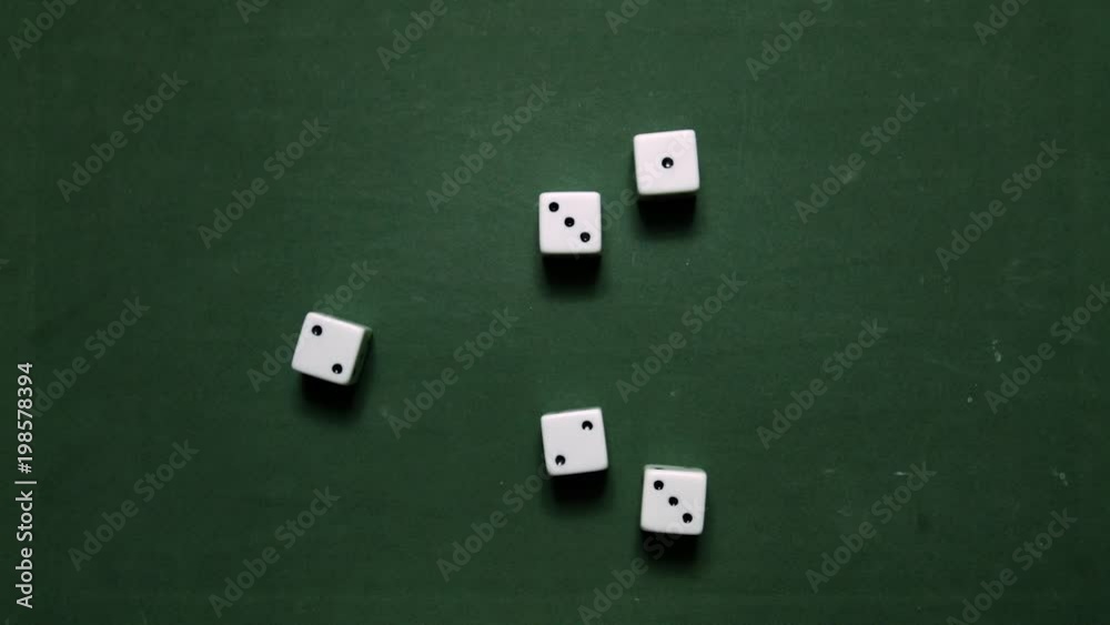 Poker Dice rolling two pairs of two and three Poker Dice rolling two pairs of two and three