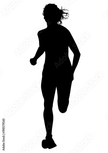 Athletes in a sporty uniform running a marathon on a white background