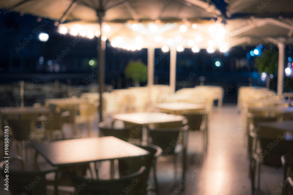Abstract blurred restaurant, city cafe lights background