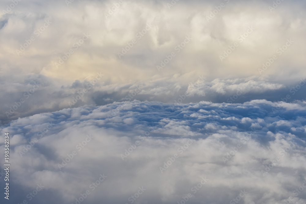 aerial view on clouds against blue sky 
