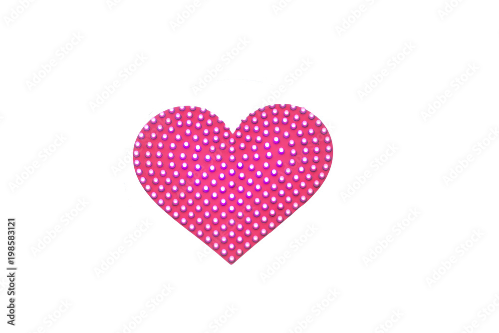 Pink Heart shape isolated on white .