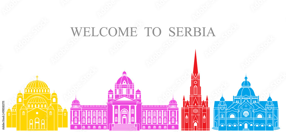 Fototapeta premium Abstract architecture. Isolated Serbia architecture on white background