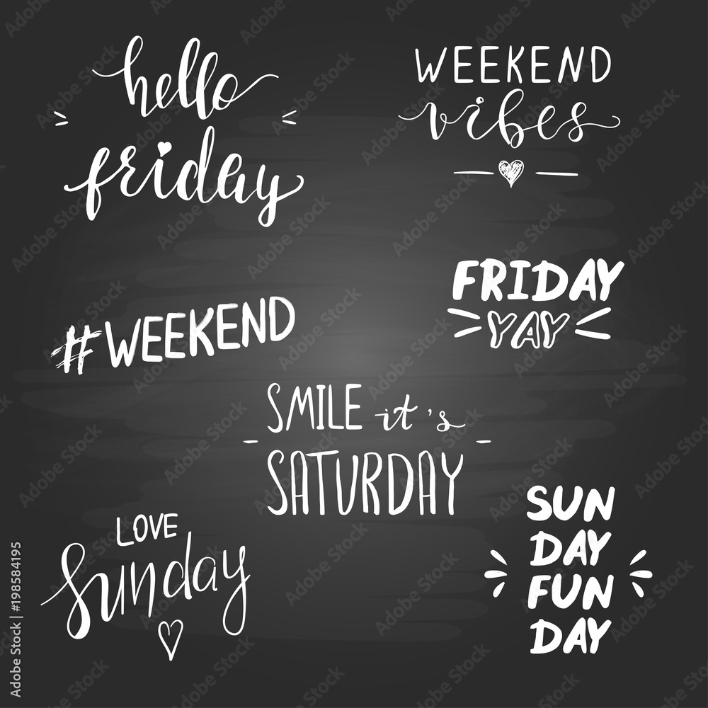 Obraz premium Set of quotes about weekend
