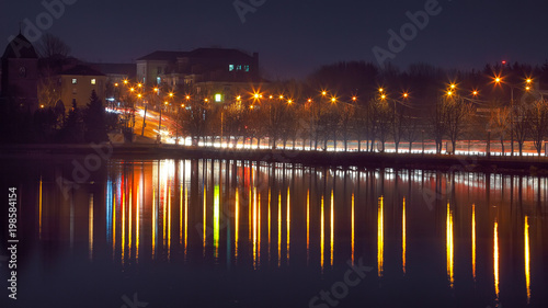Panorama night city lights. © pilat666
