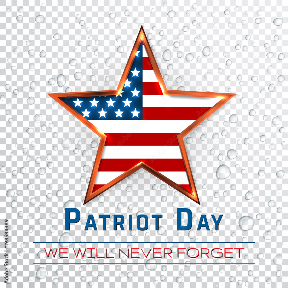 Patriot Day 9.11 digital sign with star onthe raindrop background, vector illustration