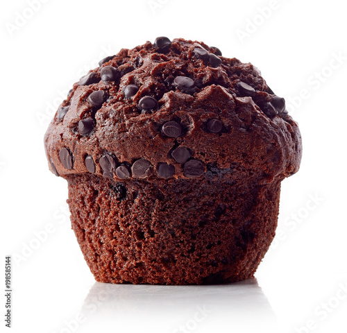 Fotografiet Chocolate muffin isolated on white