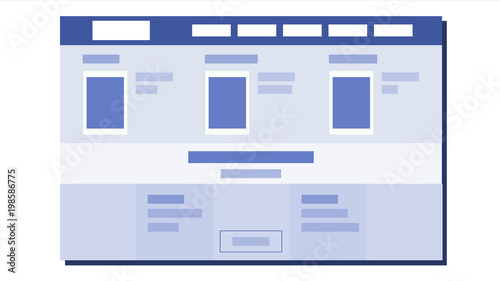 Website Flat Design Vector. UX Sketch. Template Web Page. Illustration