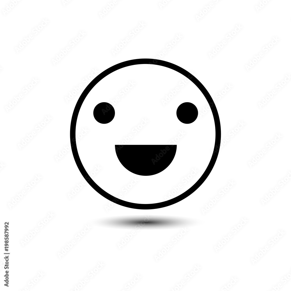 Happy smiley face emoticon line art icon for apps and websites