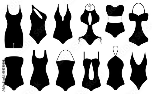 Illustration of different swimsuits isolated on white