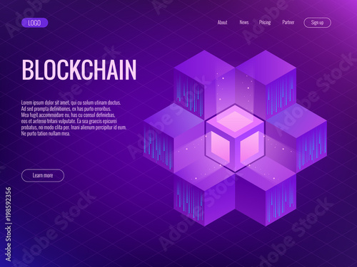 Cryptocurrency and Blockchain concept. Farm for mining bitcoins