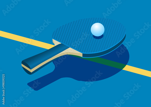 Racket for table tennis and ball. Vector illustration